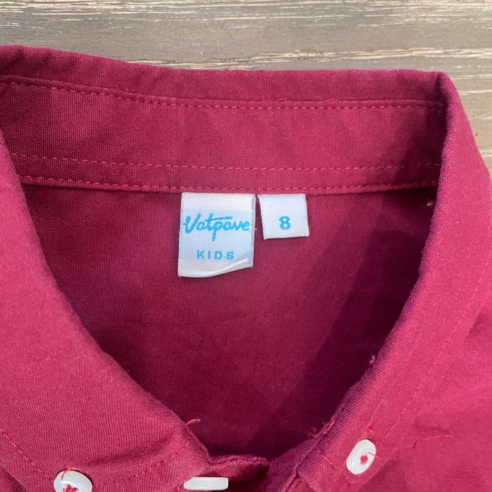 Classic Button-Down Boy’s Shirt in Deep Red - Picture 2 of 2